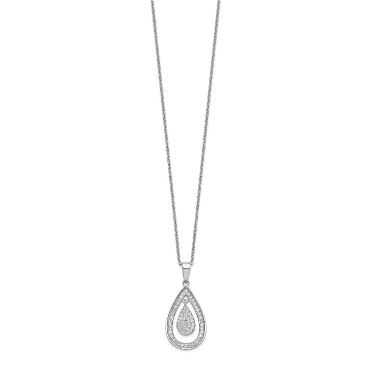 Sterling Silver Cubic Zirconia Teardrop Necklace