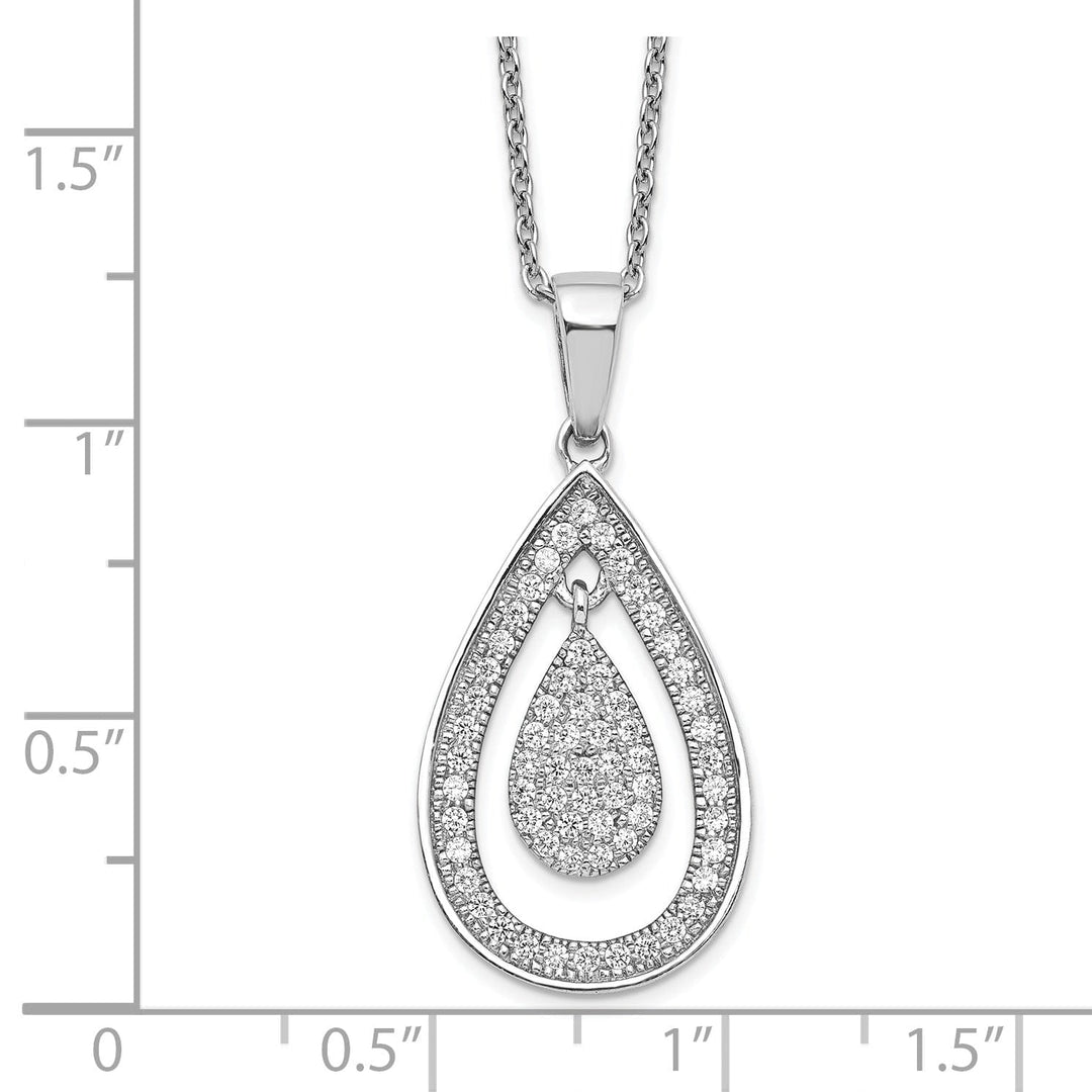 Sterling Silver Cubic Zirconia Teardrop Necklace