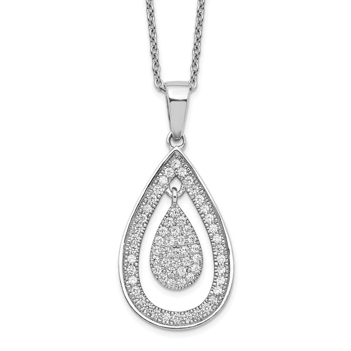 Sterling Silver Cubic Zirconia Teardrop Necklace