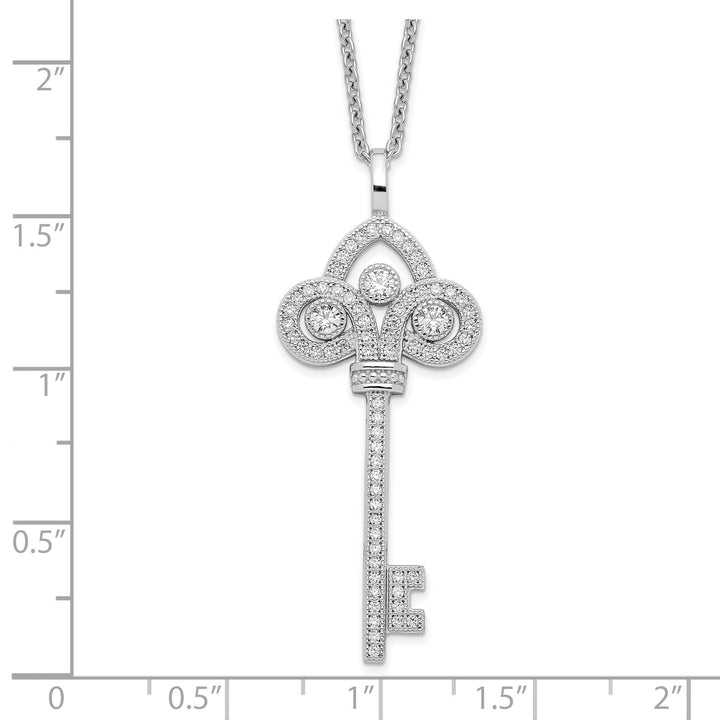 Sterling Silver Cubic Zirconia Key Necklace