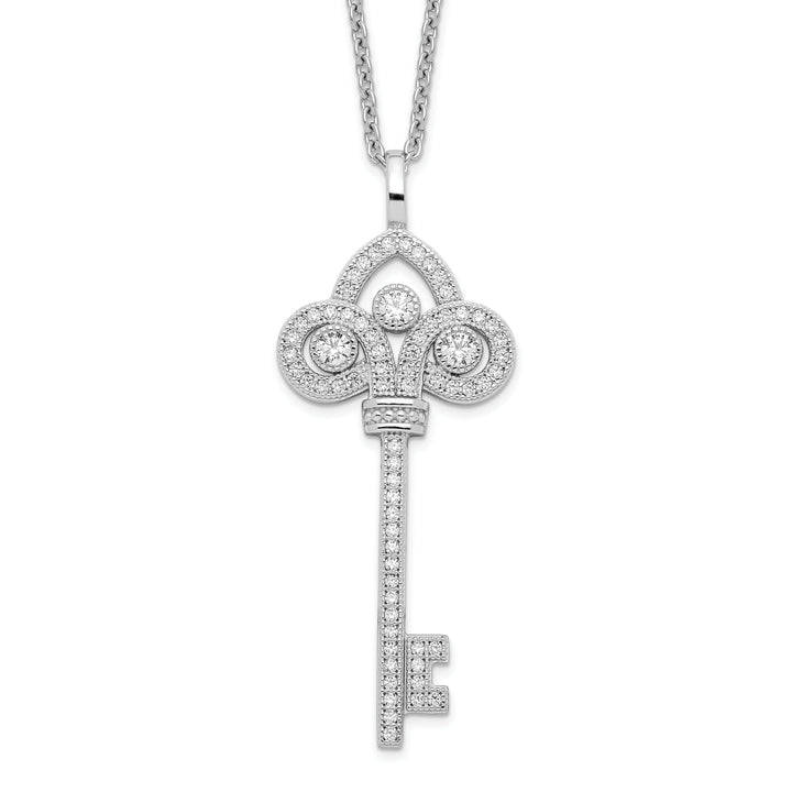 Sterling Silver Cubic Zirconia Key Necklace