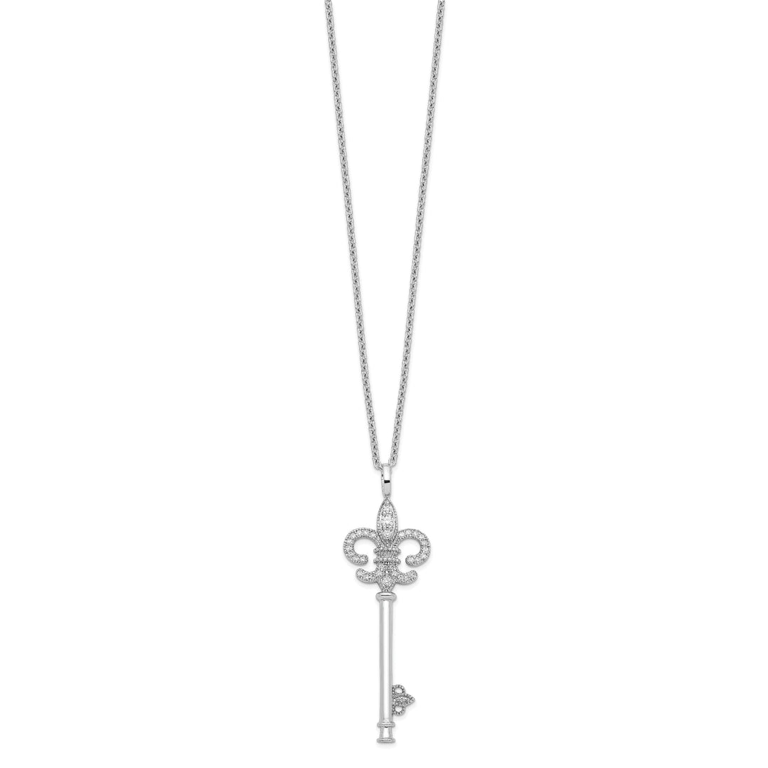 Sterling Silver Cubic Zirconia Key Necklace