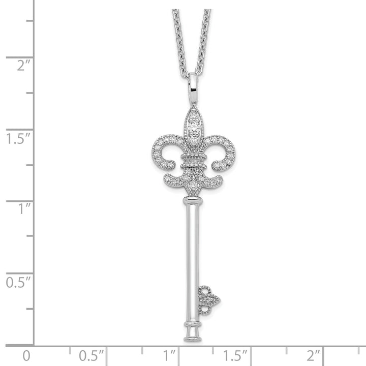 Sterling Silver Cubic Zirconia Key Necklace