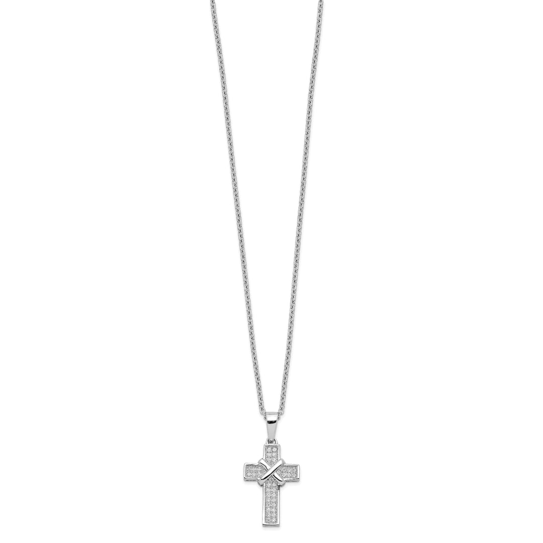 Sterling Silver Cubic Zirconia Cross Necklace