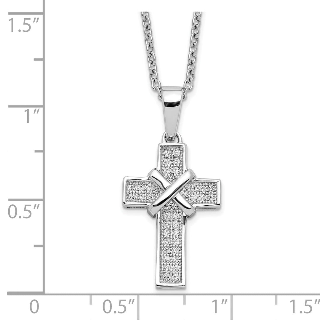 Sterling Silver Cubic Zirconia Cross Necklace