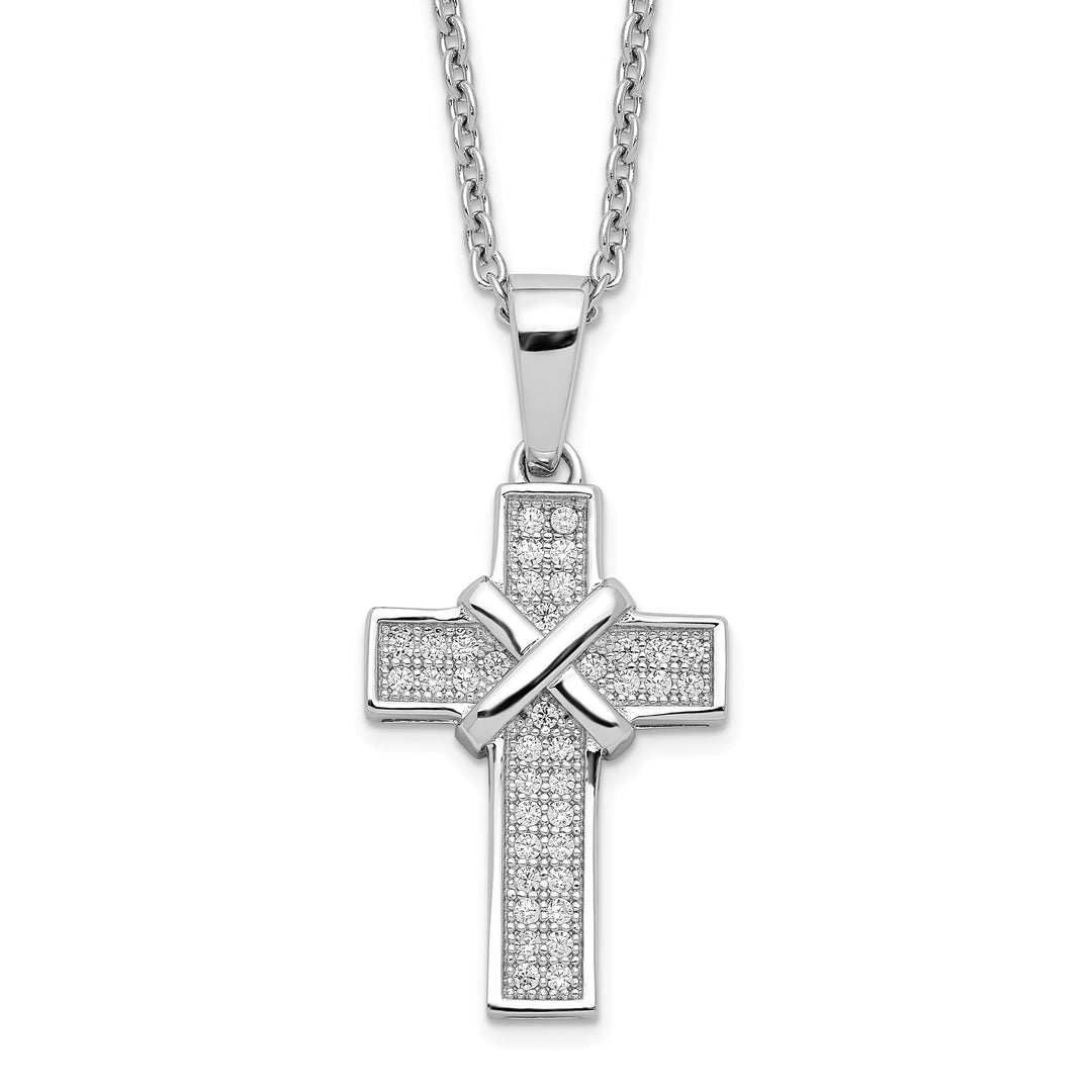 Sterling Silver Cubic Zirconia Cross Necklace