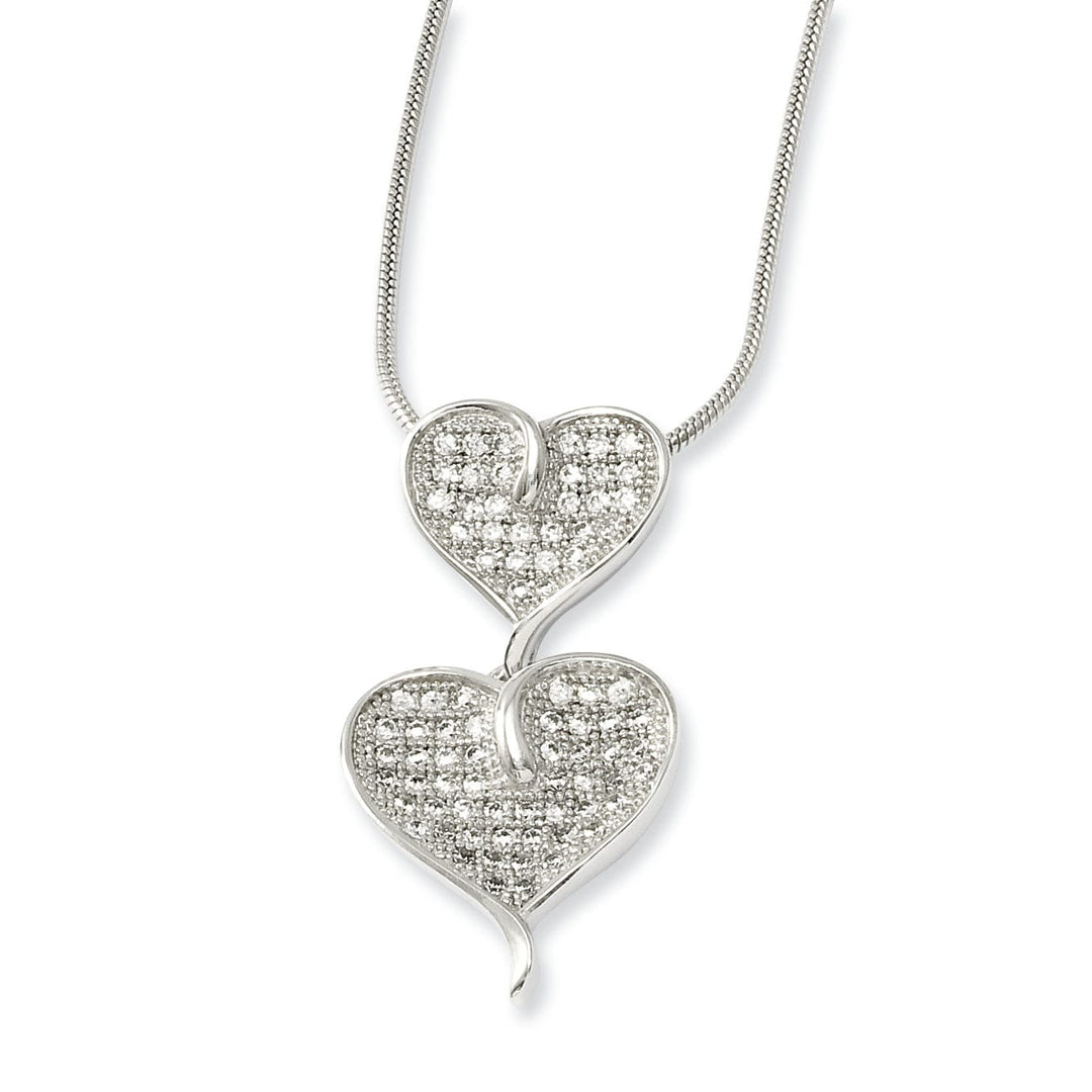 Sterling Silver Cubic Zirconia Heart Necklace