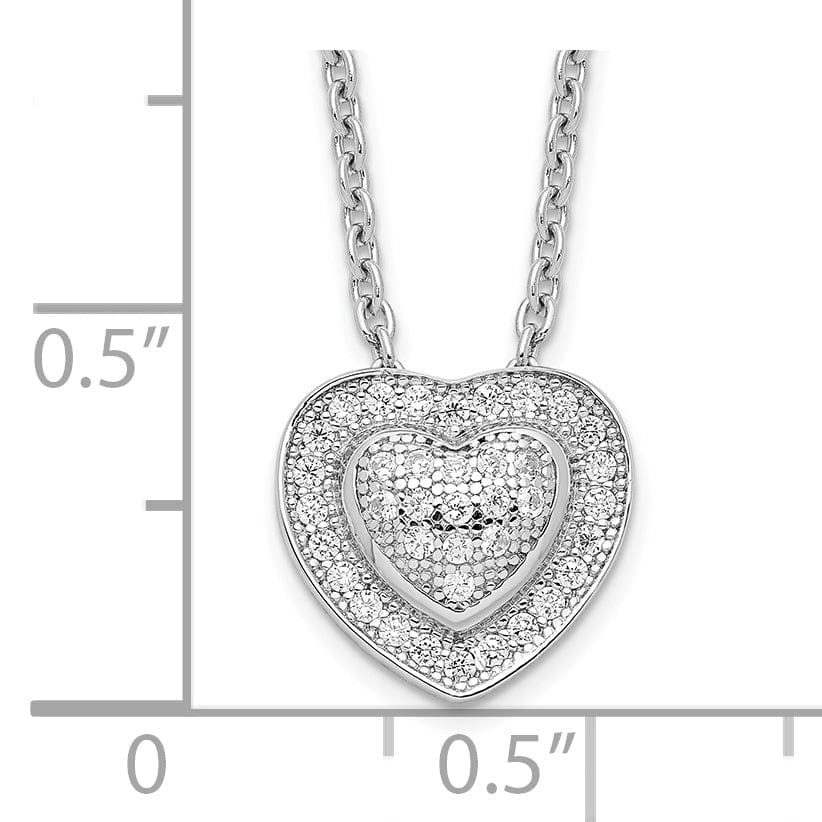 Sterling Silver Cubic Zirconia Heart Necklace