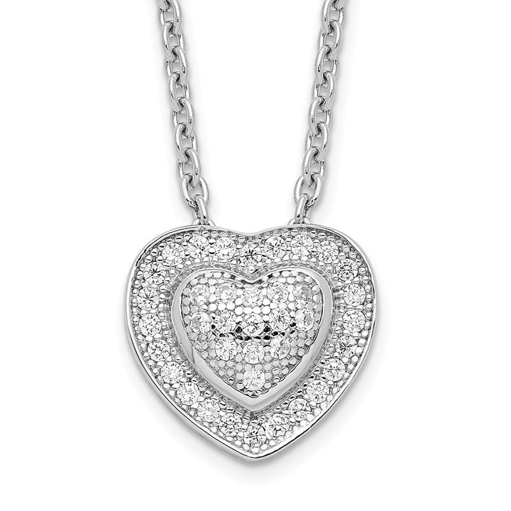 Sterling Silver Cubic Zirconia Heart Necklace