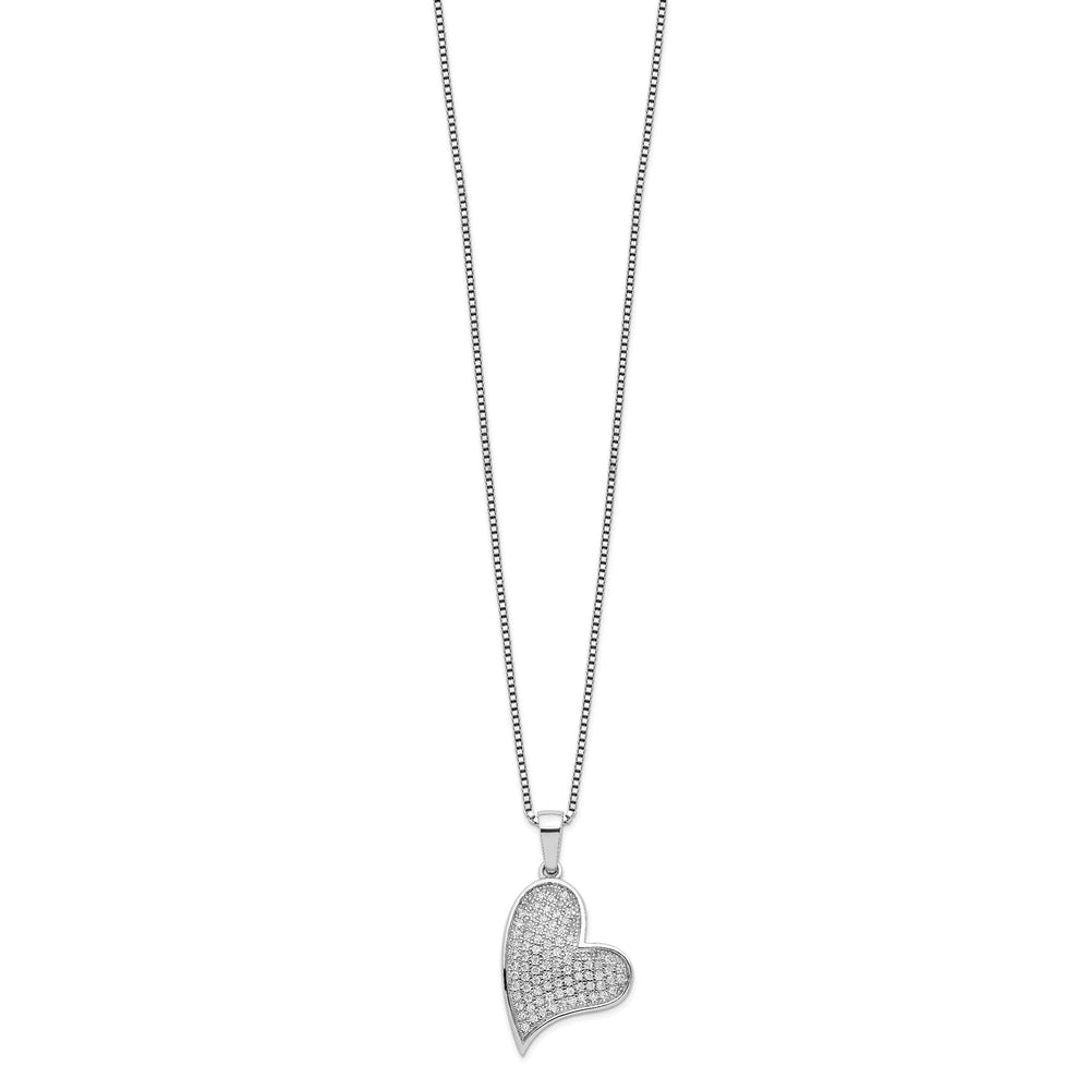 Sterling Silver Cubic Zirconia Heart Necklace