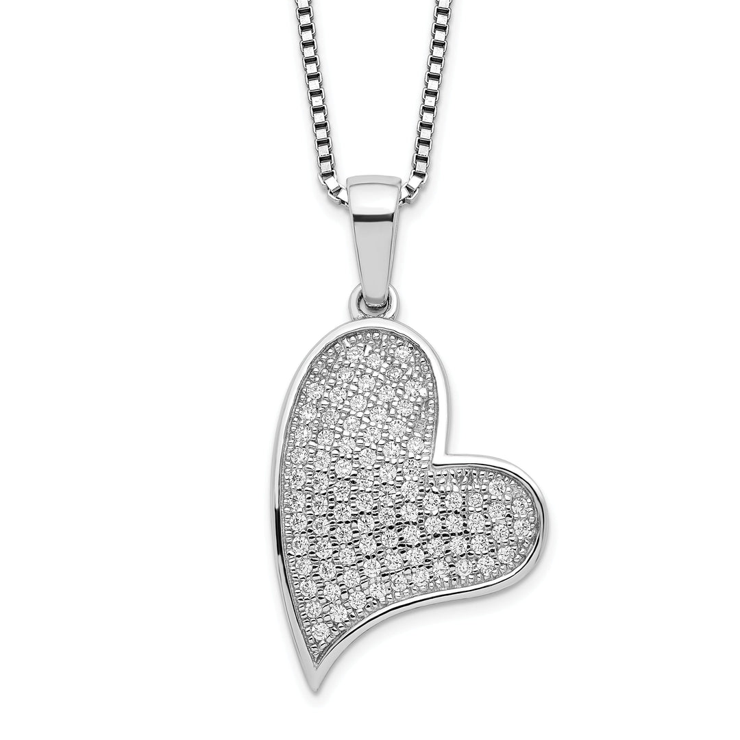 Sterling Silver Cubic Zirconia Heart Necklace