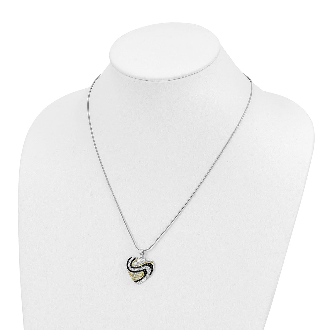 Sterling Silver Cubic Zirconia Heart Necklace