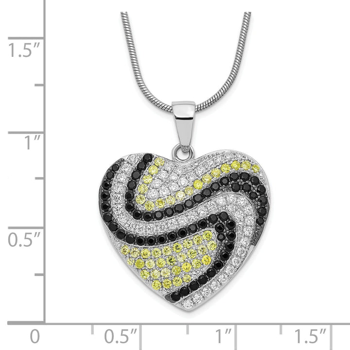 Sterling Silver Cubic Zirconia Heart Necklace