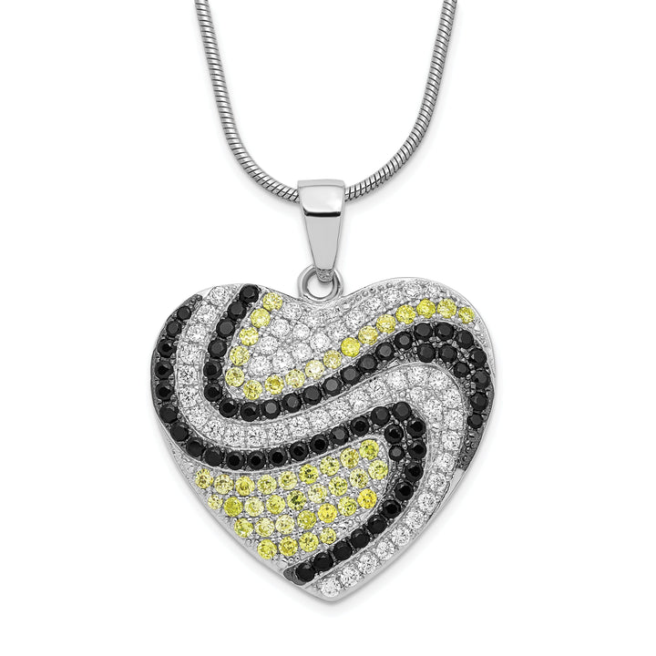 Sterling Silver Cubic Zirconia Heart Necklace