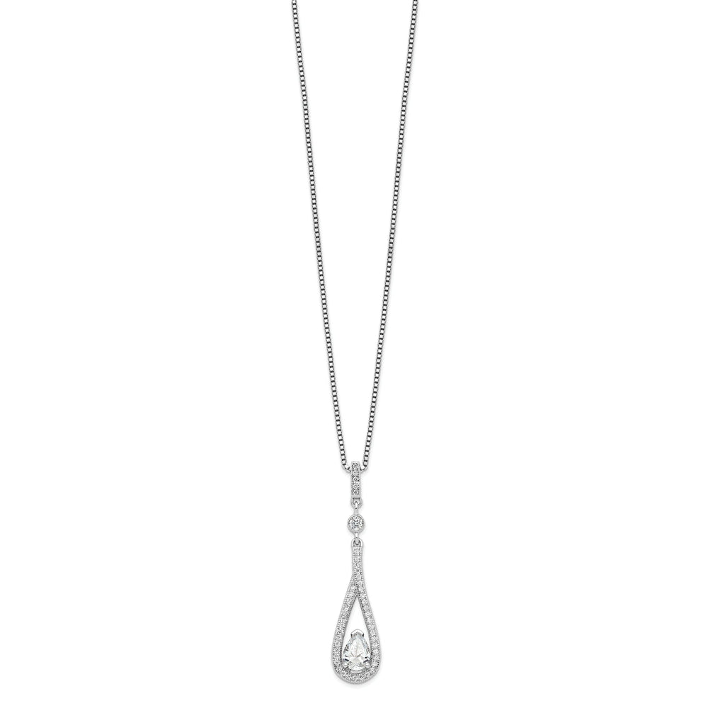 Sterling Silver Cubic Zirconia Teardrop Necklace