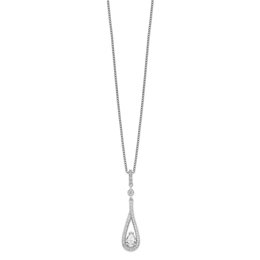 Sterling Silver Cubic Zirconia Teardrop Necklace