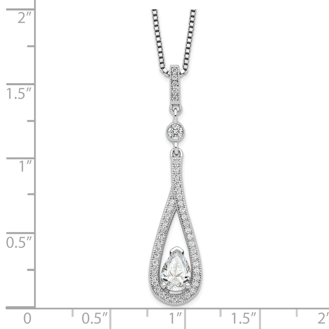 Sterling Silver Cubic Zirconia Teardrop Necklace