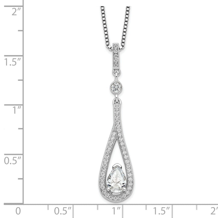 Sterling Silver Cubic Zirconia Teardrop Necklace