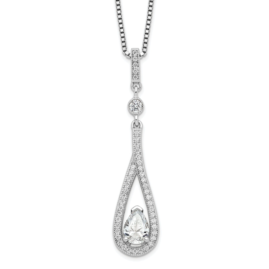 Sterling Silver Cubic Zirconia Teardrop Necklace