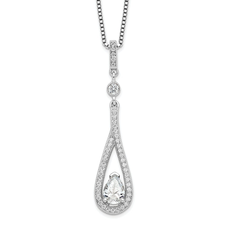 Sterling Silver Cubic Zirconia Teardrop Necklace