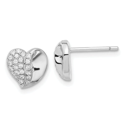 Sterling Silver Cubic Zirconia Heart Earrings at $ 29.4 only from Jewelryshopping.com