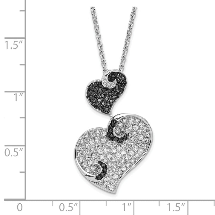 Sterling Silver Cubic Zirconia Hearts Necklace