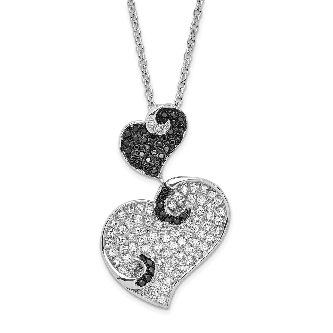 Sterling Silver Cubic Zirconia Hearts Necklace