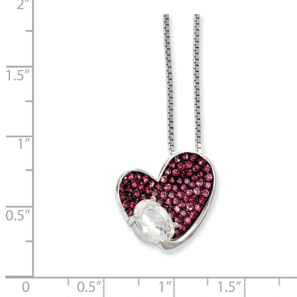 Sterling Silver Cubic Zirconia Heart Necklace