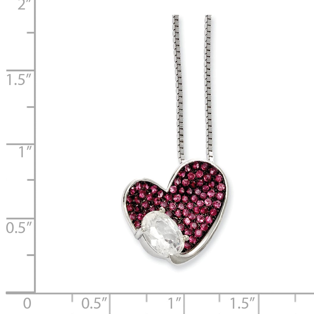 Sterling Silver Cubic Zirconia Heart Necklace