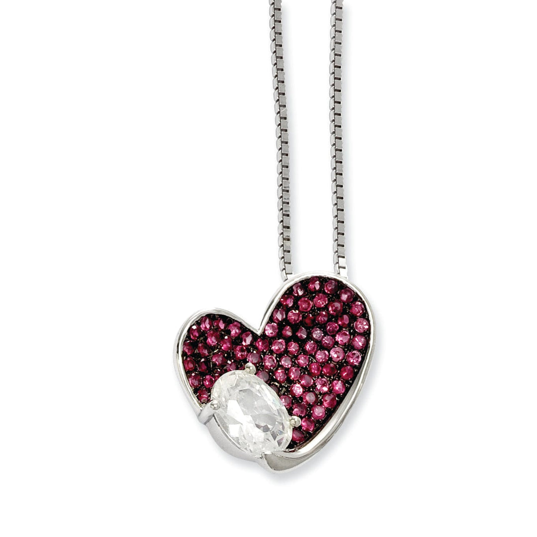 Sterling Silver Cubic Zirconia Heart Necklace