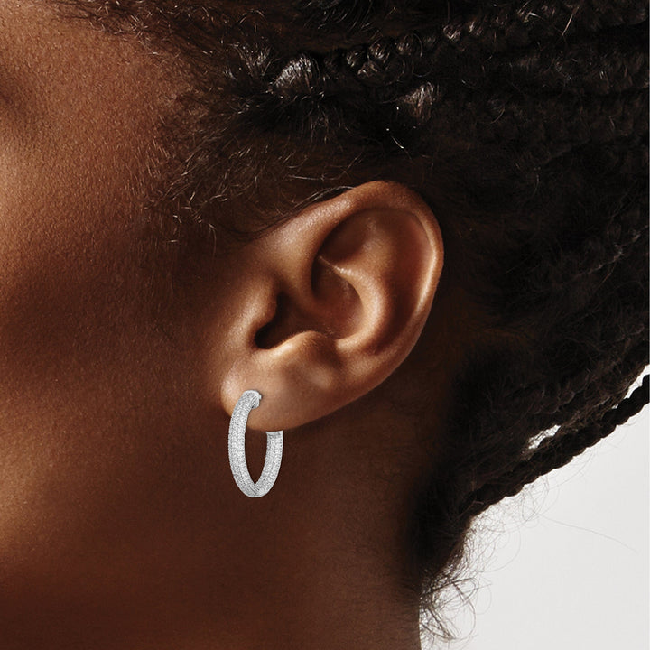 Sterling Silver CZ Hoop Earrings