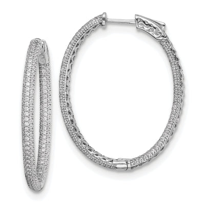 Sterling Silver Pave Oval Hoop Earrings at $ 255.84 only from Jewelryshopping.com