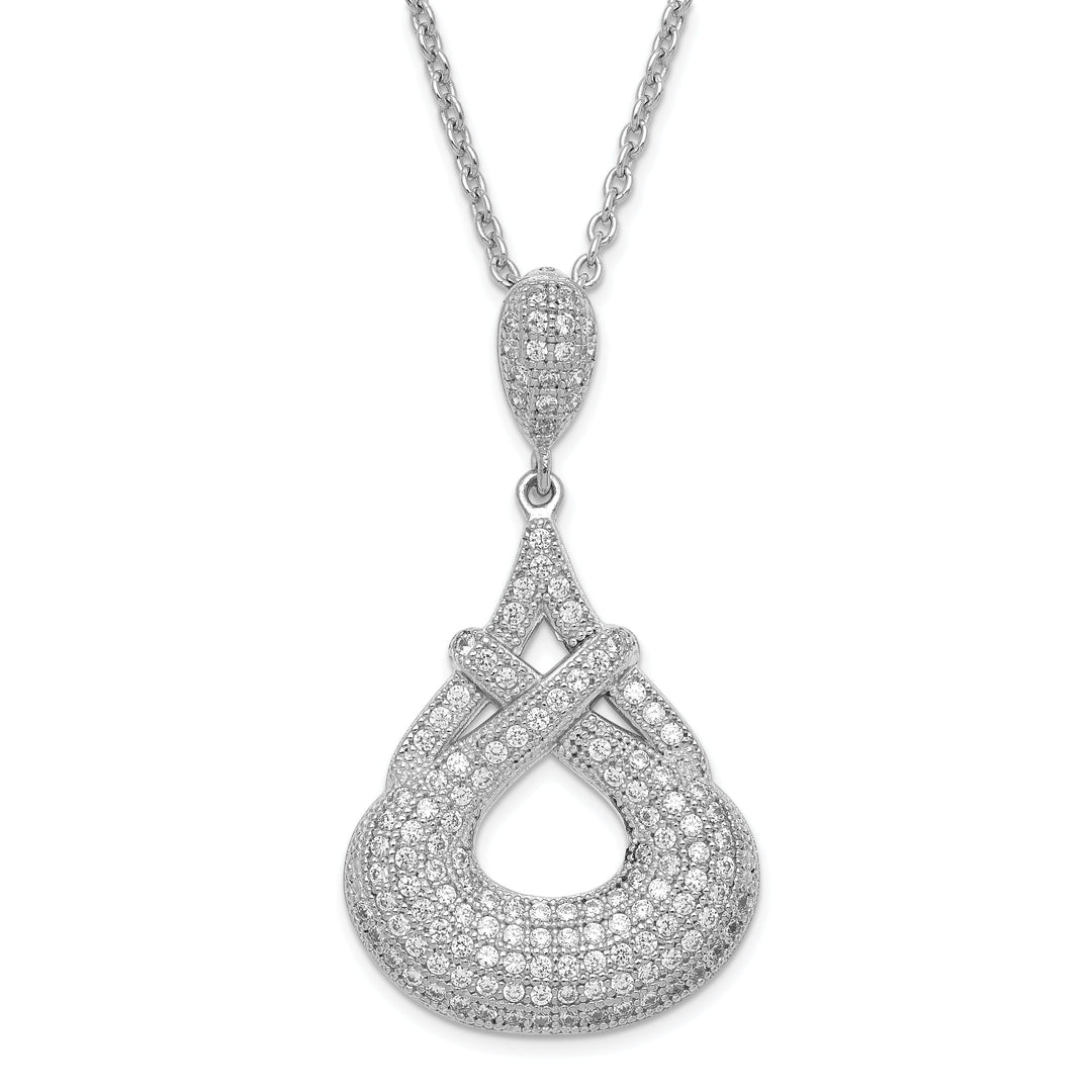 Sterling Silver Cubic Zirconia Teardrop Necklace