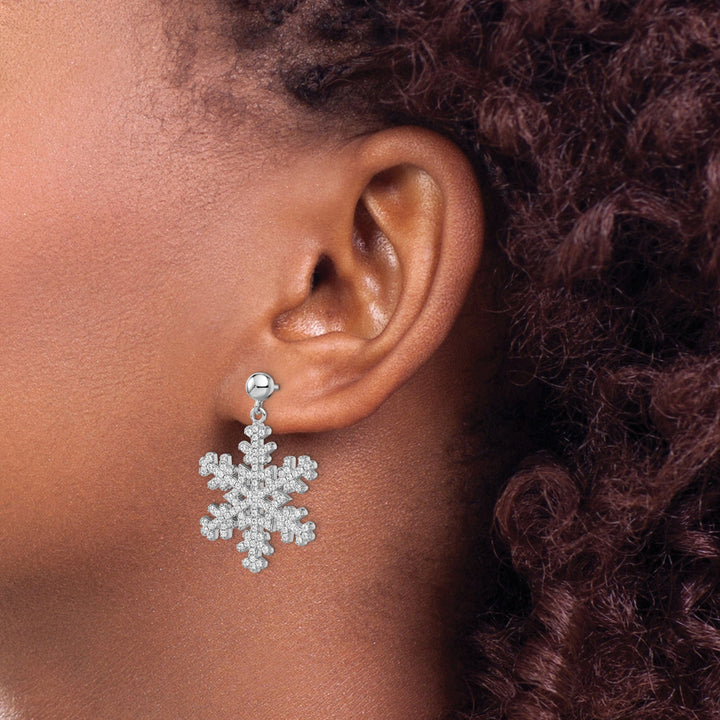 Sterling Silver Cubic Zirconia Snowflake Earring