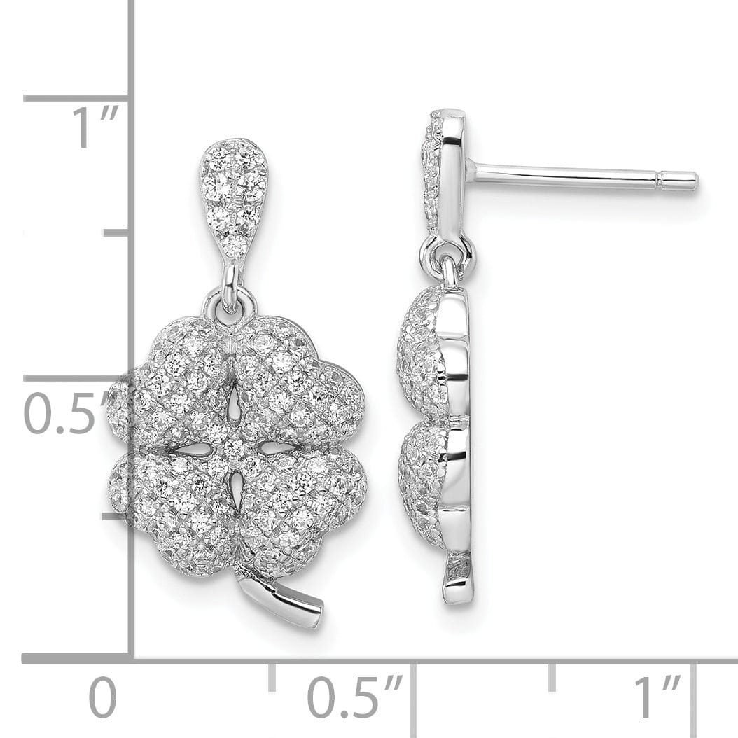 Sterling Silver Cubic Zirconia Clover Earrings