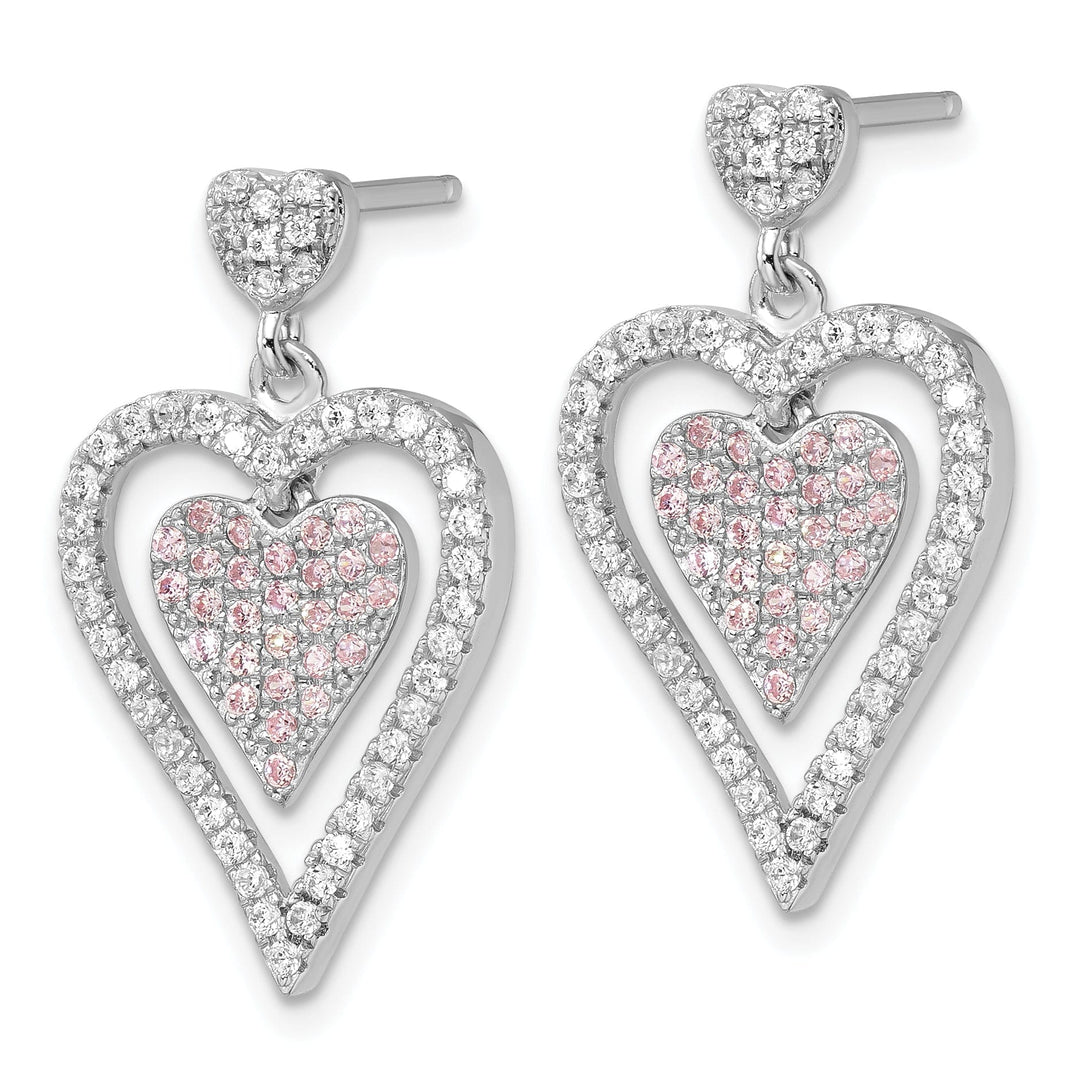 Sterling Silver Cubic Zirconia Heart Earrings