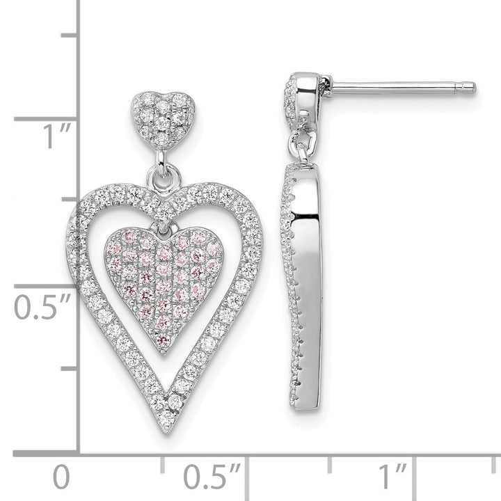 Sterling Silver Cubic Zirconia Heart Earrings