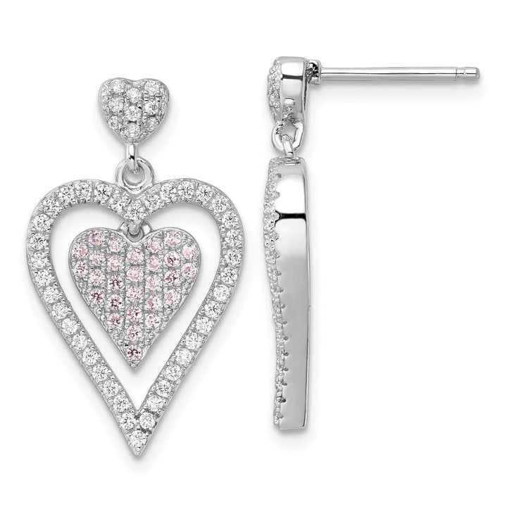 Sterling Silver Cubic Zirconia Heart Earrings