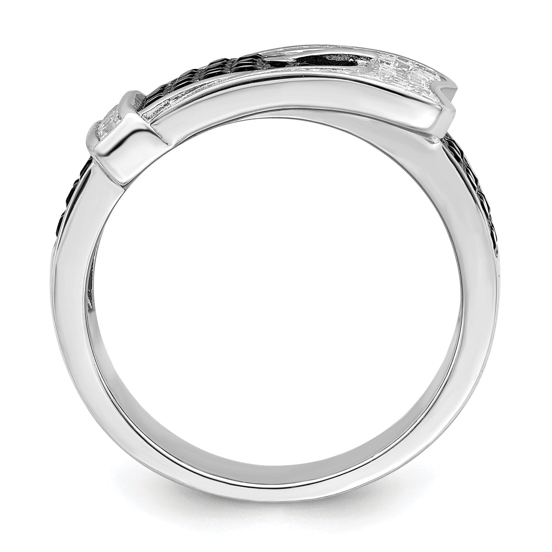 Sterling Silver Cubic Zirconia Buckle Ring