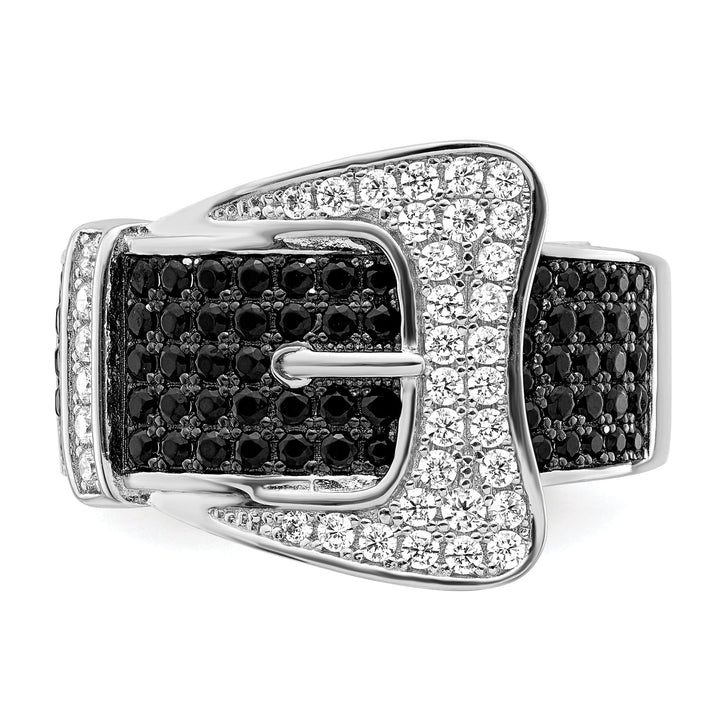 Sterling Silver Cubic Zirconia Buckle Ring