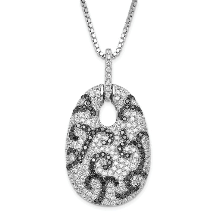 Sterling Silver Cubic Zirconia Oval Necklace