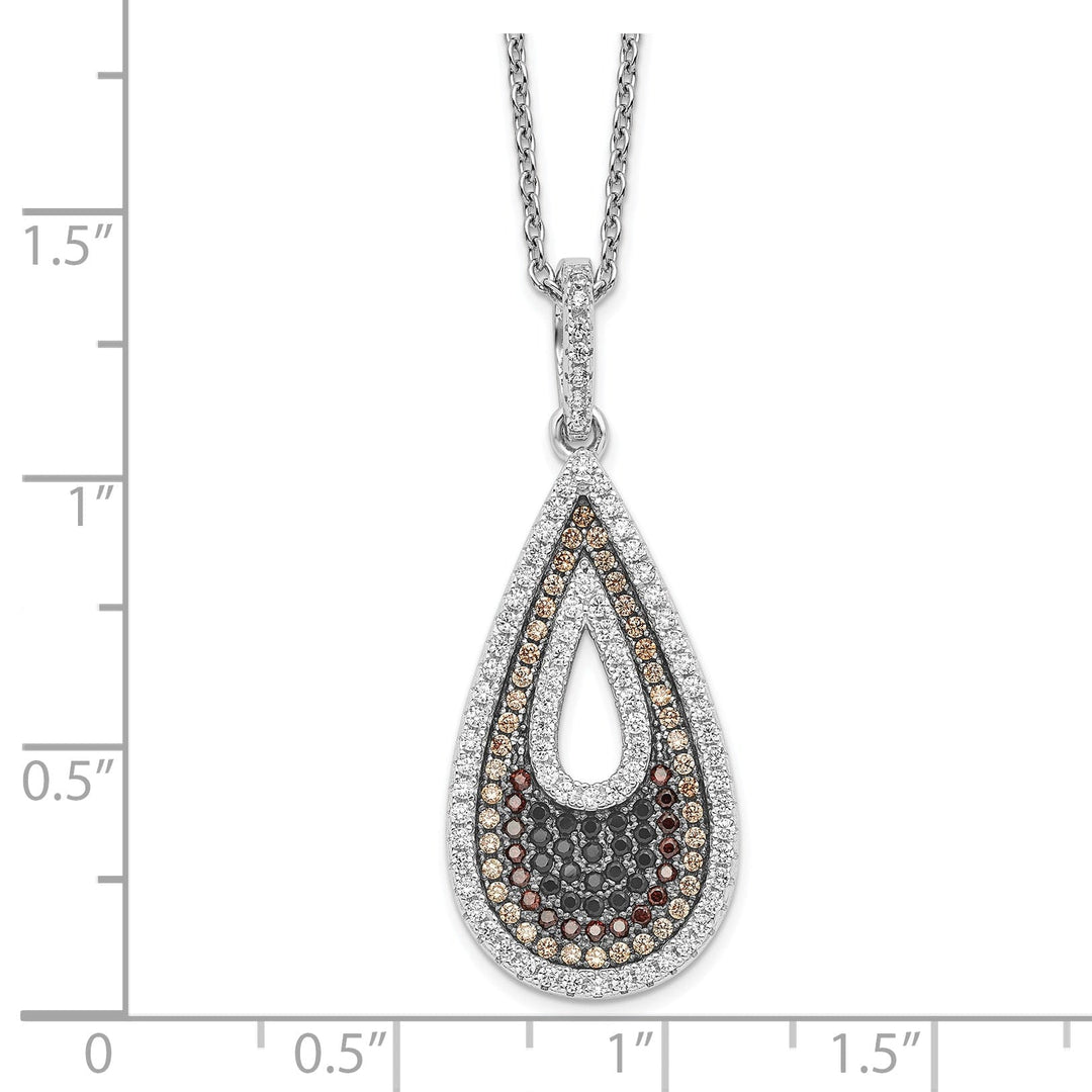 Sterling Silver Cubic Zirconia Teardrop Necklace