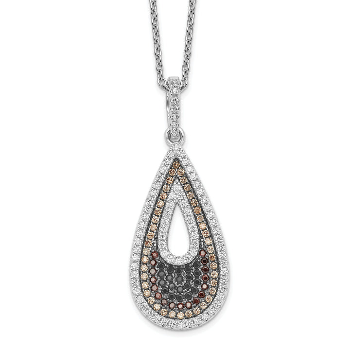 Sterling Silver Cubic Zirconia Teardrop Necklace