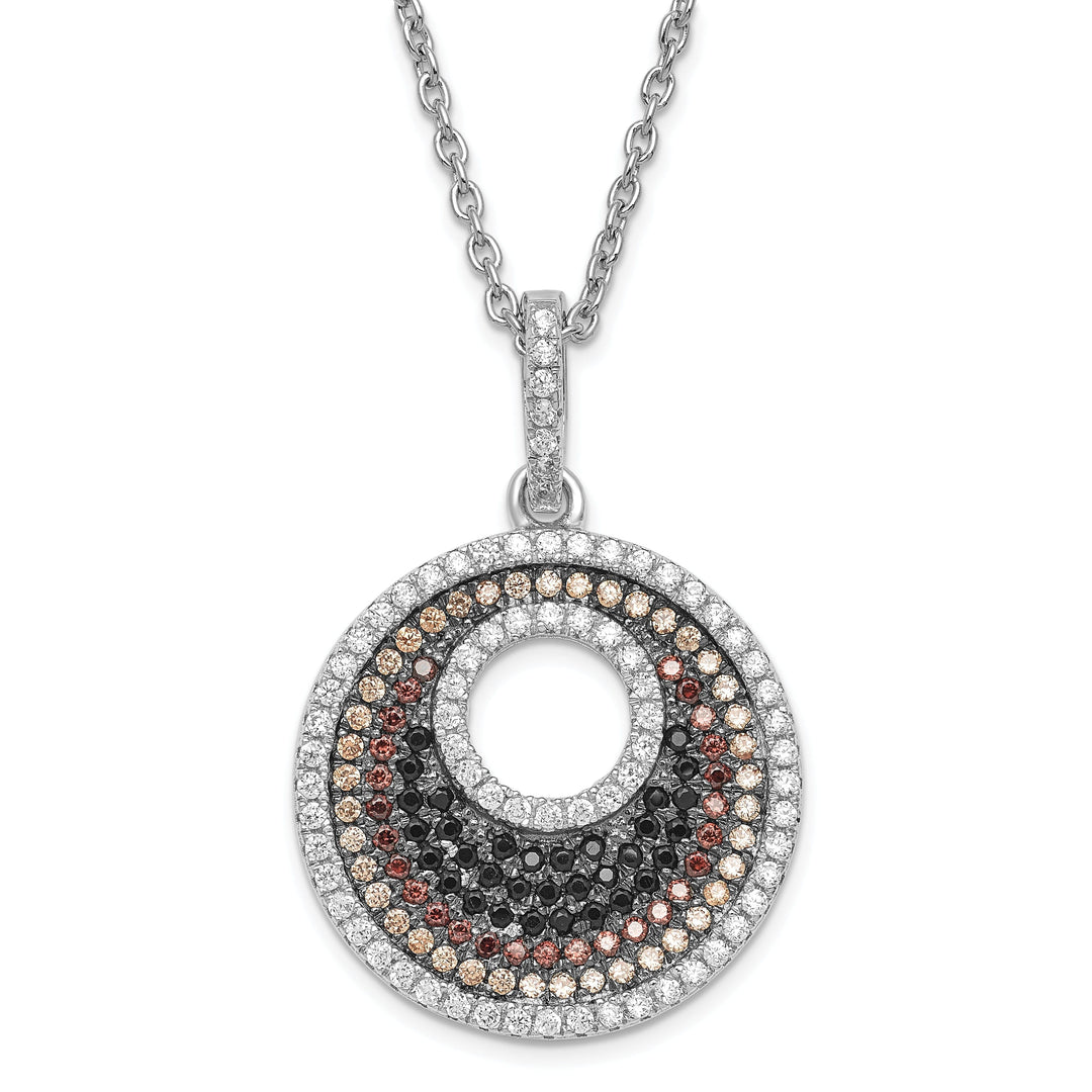 Sterling Silver Cubic Zirconia Circle Necklace