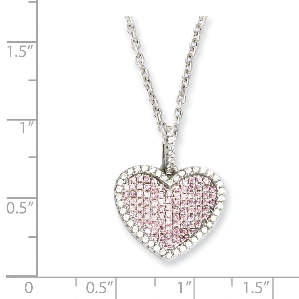 Sterling Silver Cubic Zirconia Heart Necklace