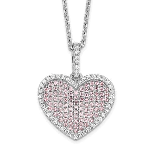 Sterling Silver Cubic Zirconia Heart Necklace