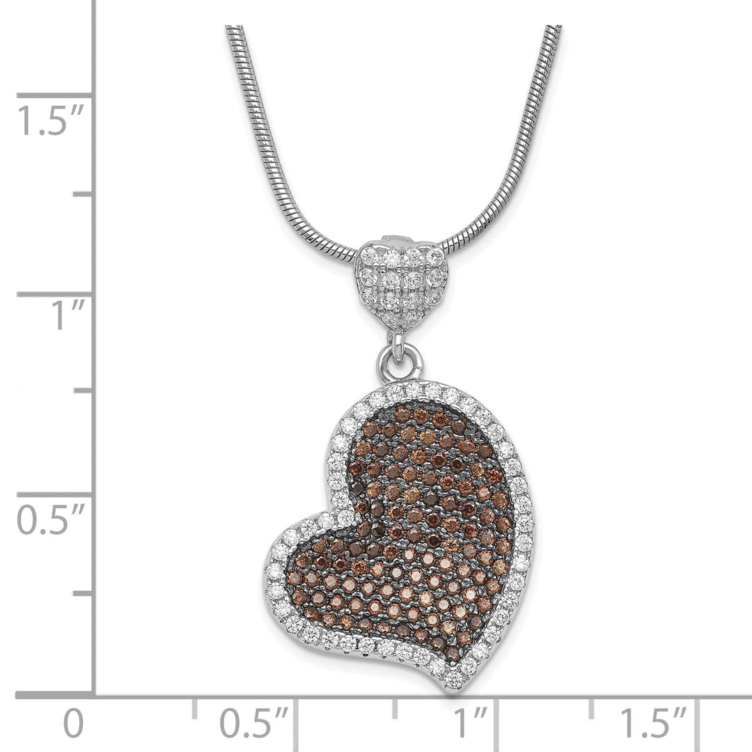 Sterling Silver Cubic Zirconia Heart Necklace