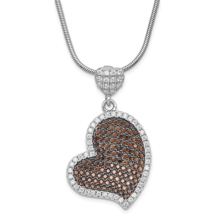 Sterling Silver Cubic Zirconia Heart Necklace