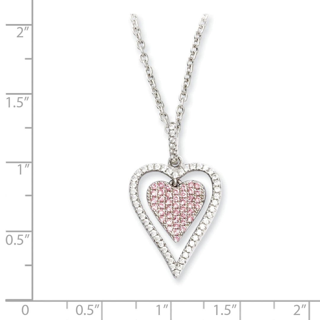 Sterling Silver Cubic Zirconia Heart Necklace