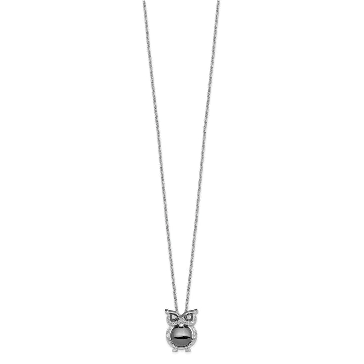 Sterling Silver Cubic Zirconia Owl Necklace